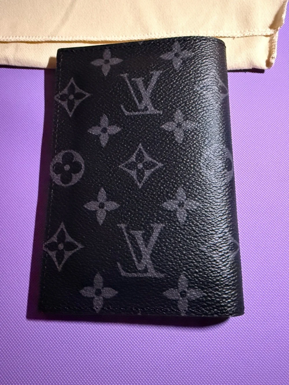 Louis Vuitton M64501 Monogram Black Leather Passport Holder -New